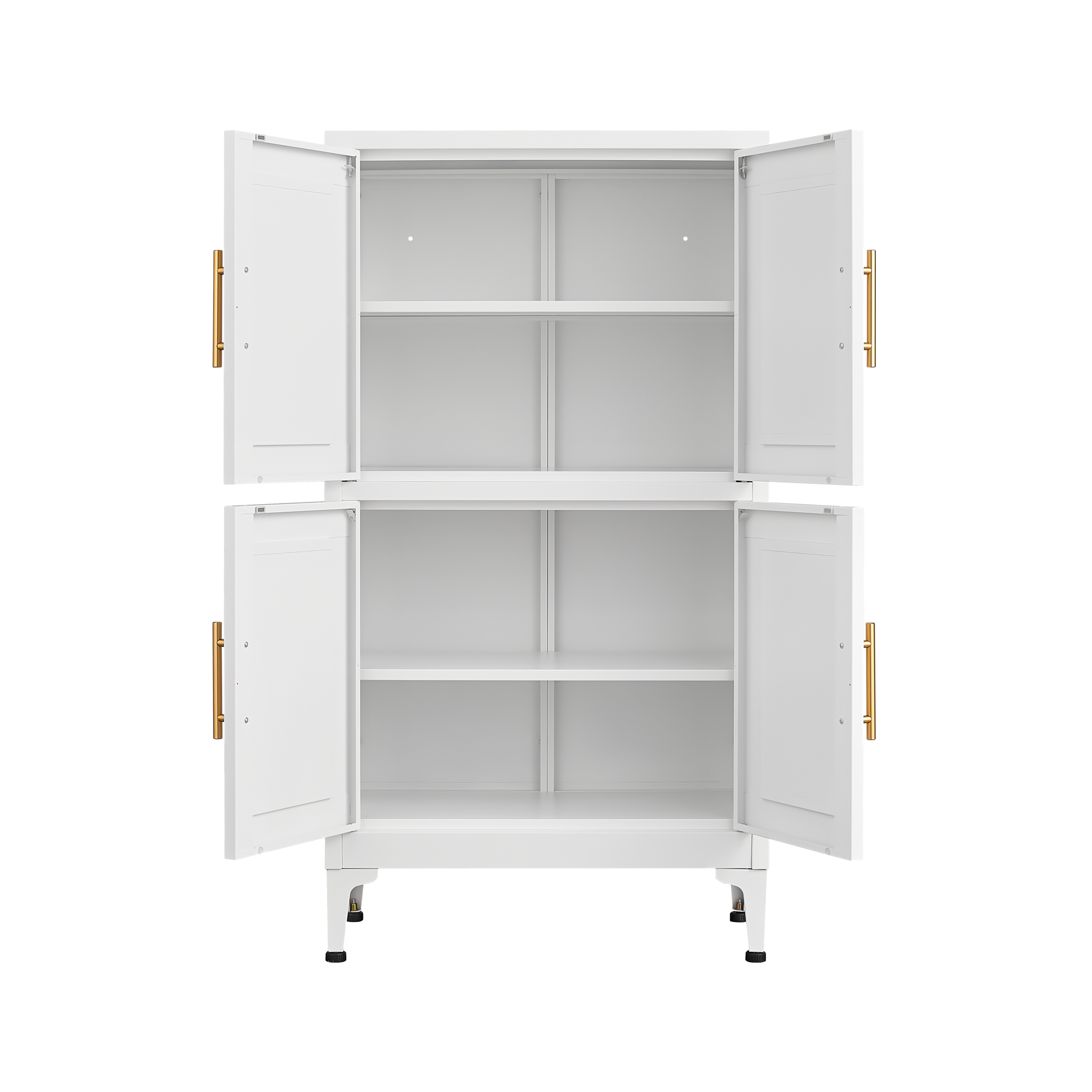 White Metal Kitchen Pantry Cabinet - detail view