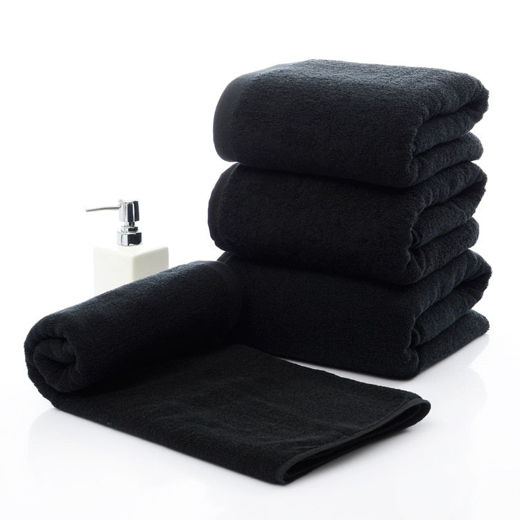 Black Cotton Terry Bath Towel Set - alternate view