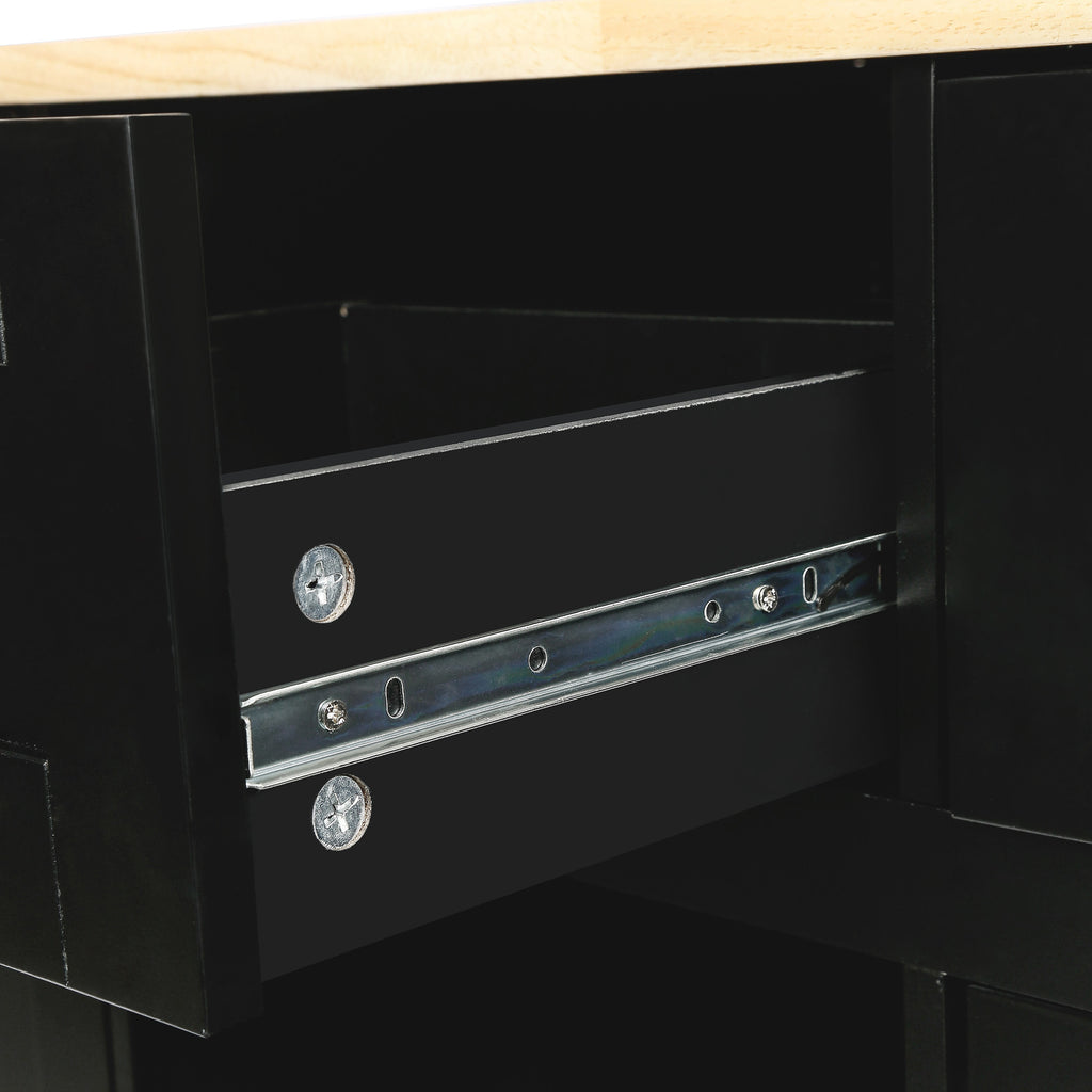 Rubber Wood Kitchen Trolley with Drop-Leaf Top
