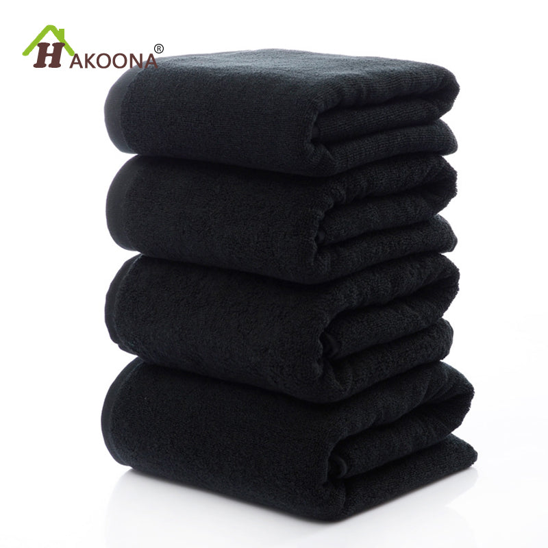 Black Cotton Terry Bath Towel Set