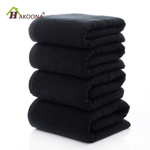 Black Cotton Terry Bath Towel Set