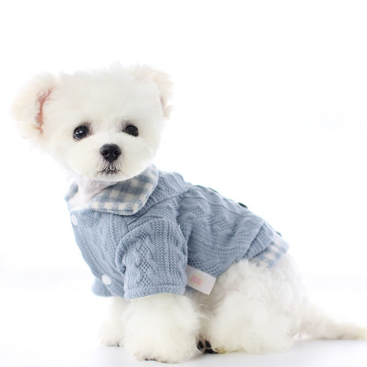 Winter Woolen Plaid Pet Sweater