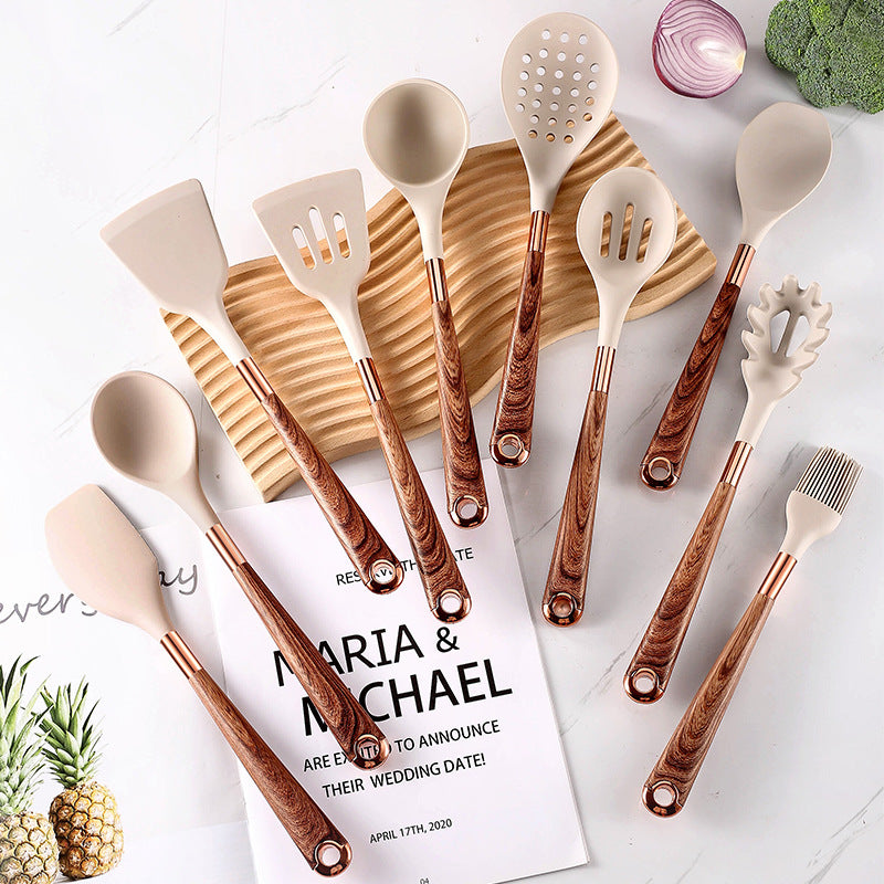 10-Piece Wooden Handle Kitchen Utensil Set