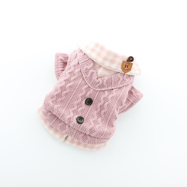 Winter Woolen Plaid Pet Sweater - alternate view