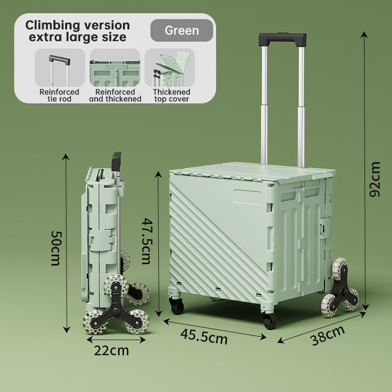 Folding Utility Cart with Lid | Rolling Storage Wagon for Shopping, Travel & Outdoors