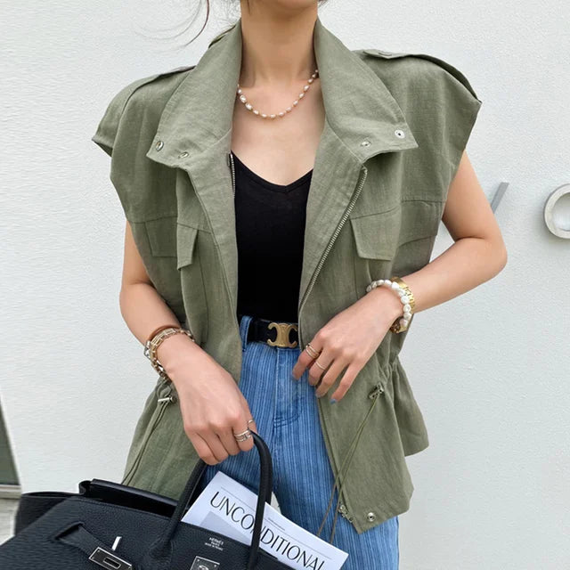 Women's Pocket Utility Vest Jacket