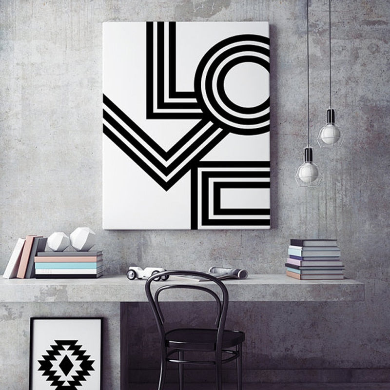 Geometric "Love" Canvas Wall Art