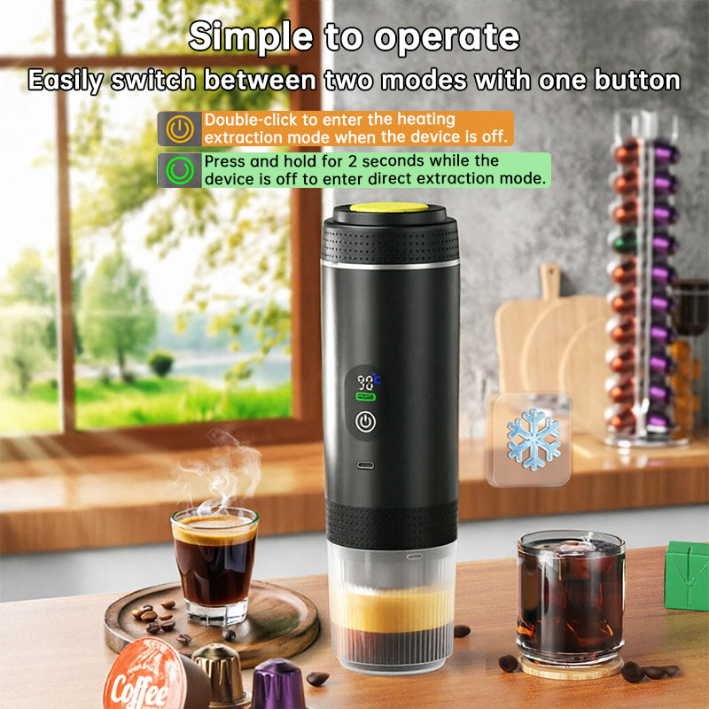 Portable Espresso Machine | Digital Display | 3-in-1 Capsule & Ground Coffee Maker