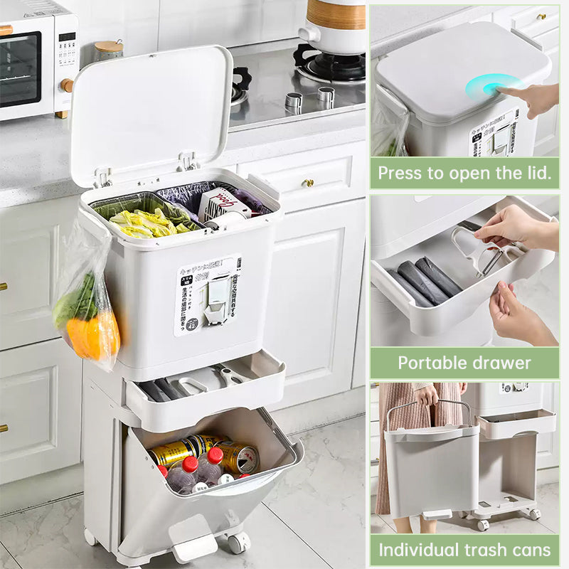 42L 3-Compartment Kitchen Trash Can