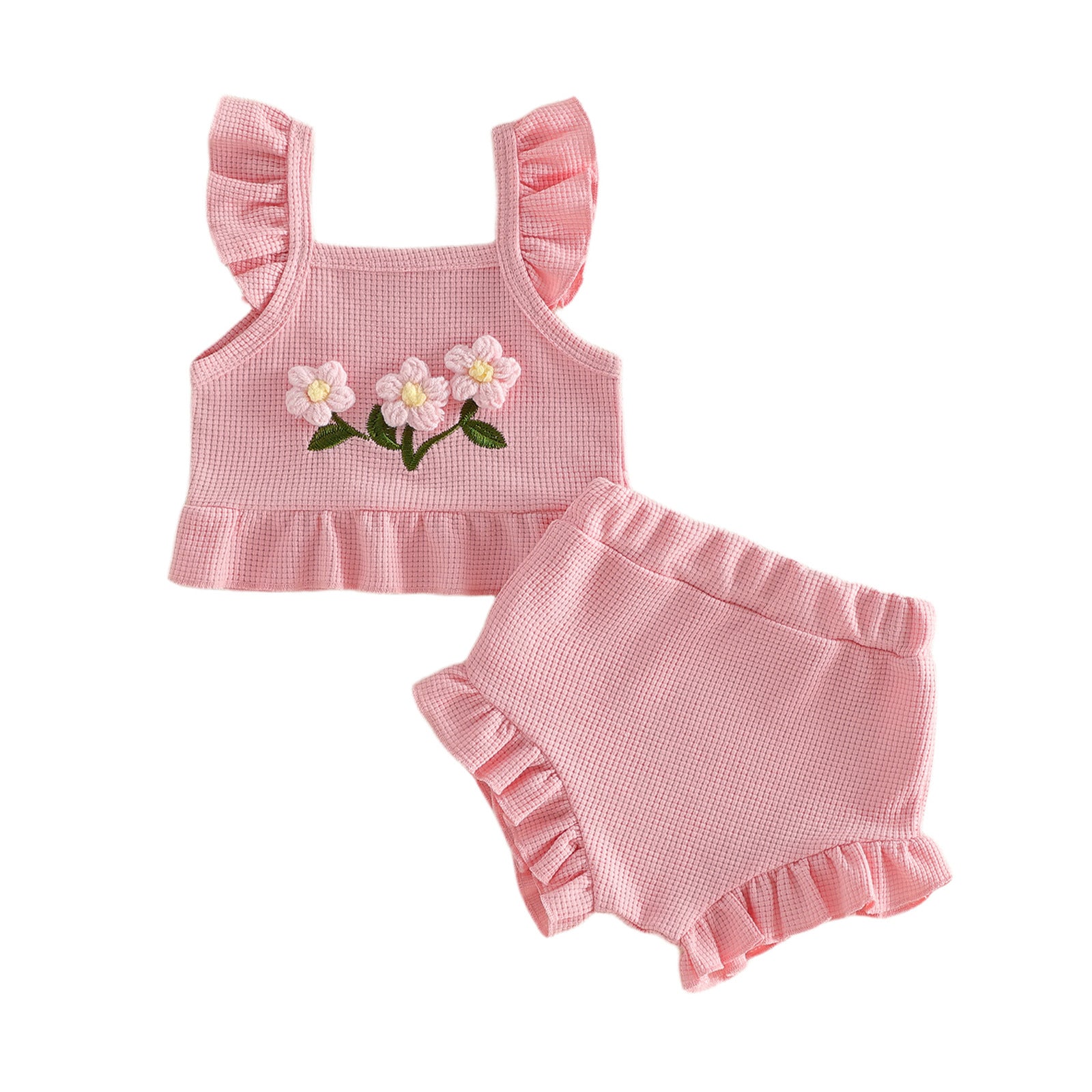 Girls' 3D Flower Vest & Shorts Set - detail view