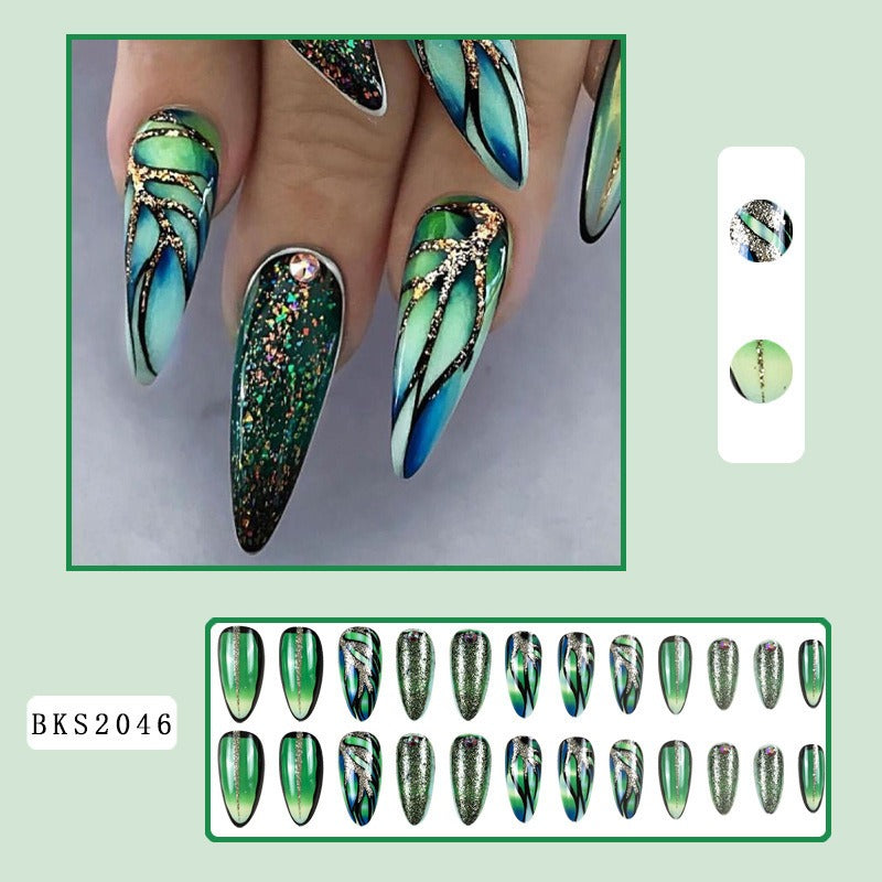 Almond Press-On Nail Art Set