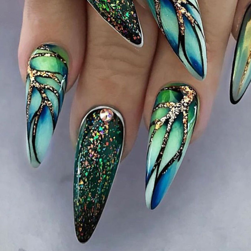 Almond Press-On Nail Art Set
