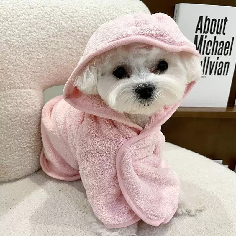 Wearable Dog Bathrobe Towel - detail view