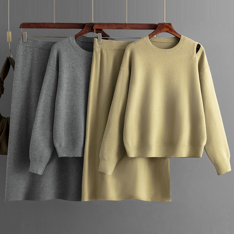 Knit Sweater & Skirt Casual Set