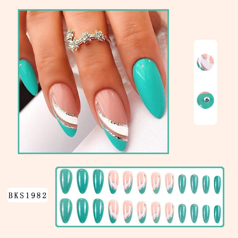 Almond Press-On Nail Art Set