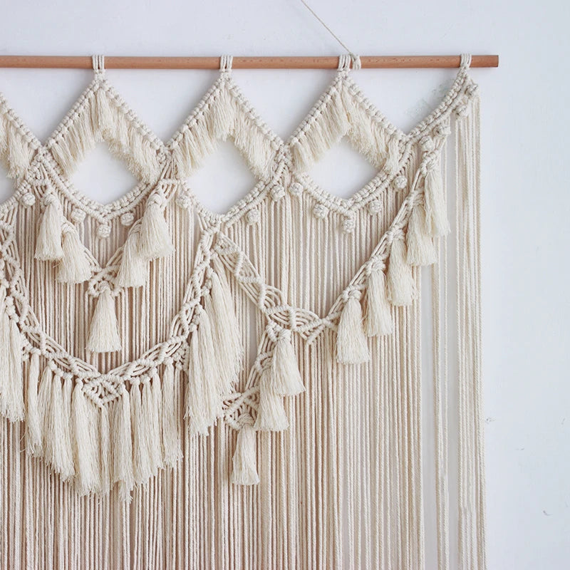 Large Bohemian Macrame Tapestry - detail view