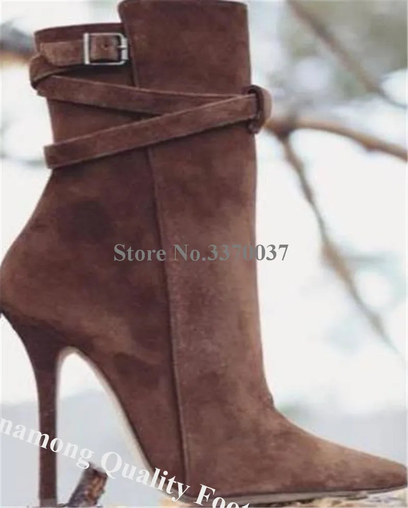 Women's Suede Stiletto Ankle Booties - detail view