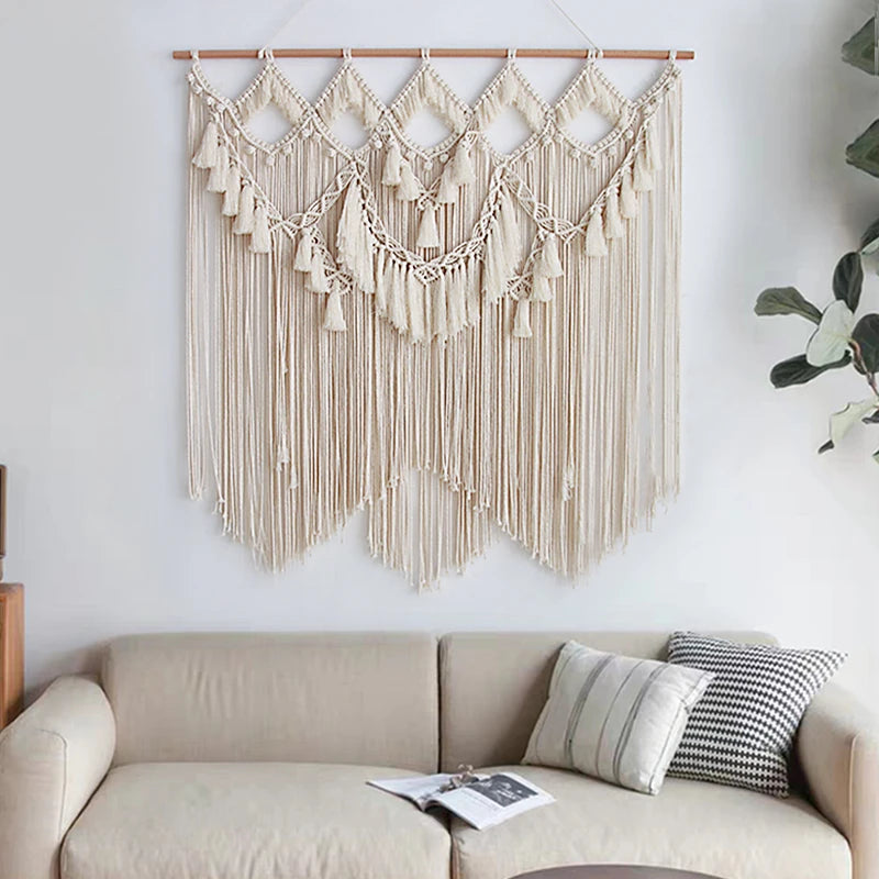 Large Bohemian Macrame Tapestry - alternate view