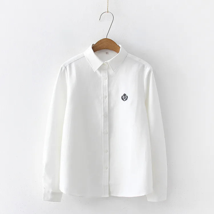 Embroidered Cotton Long-Sleeve Blouse