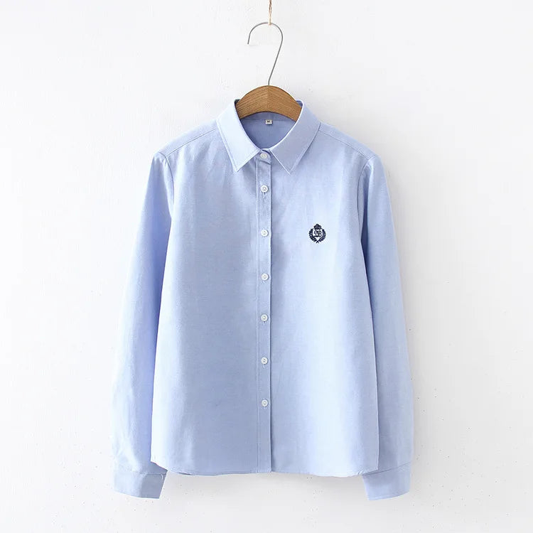 Embroidered Cotton Long-Sleeve Blouse