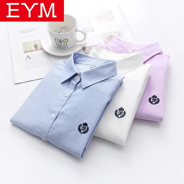 Embroidered Cotton Long-Sleeve Blouse