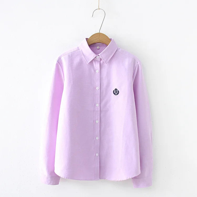 Embroidered Cotton Long-Sleeve Blouse
