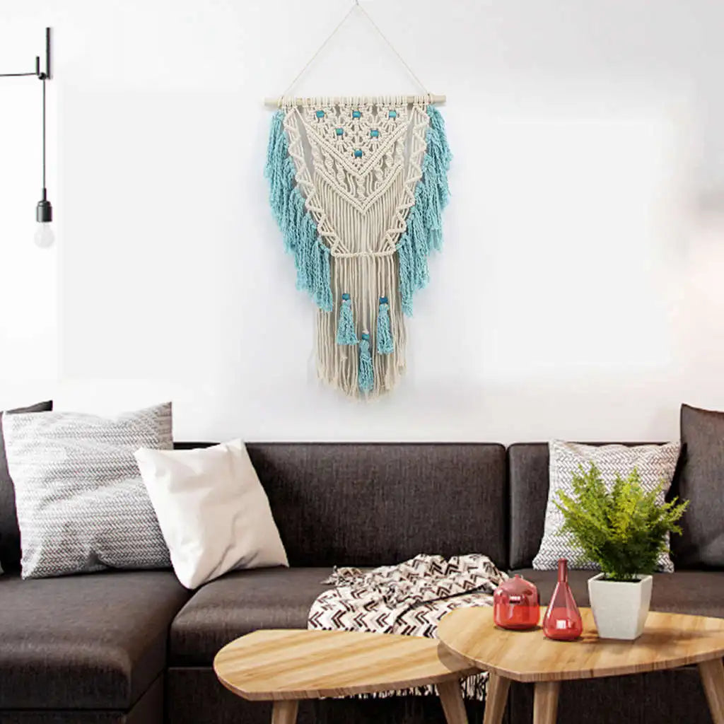 Bohemian Macrame Wall Hanging Tapestry - detail view