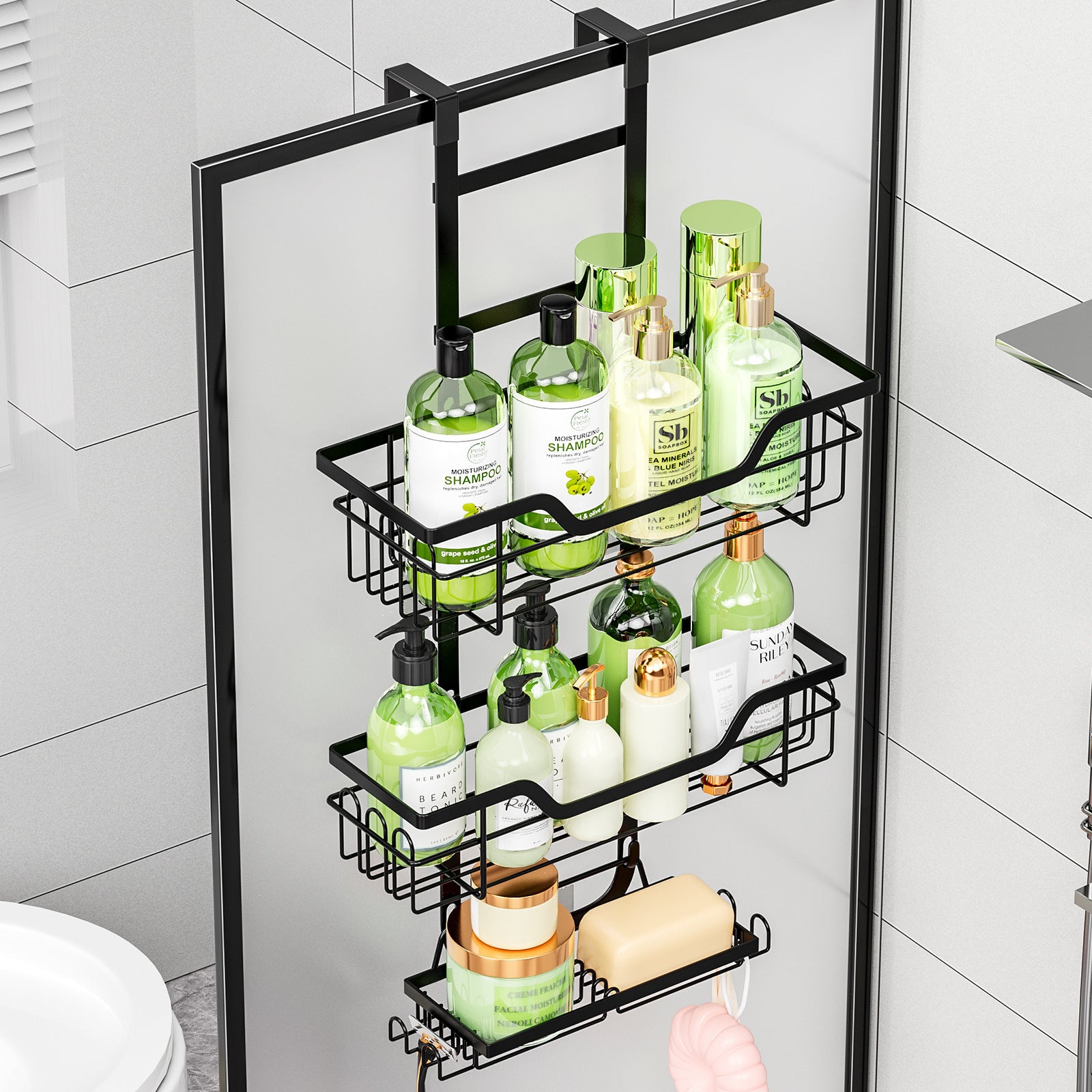 No-Drill Bathroom Storage Rack