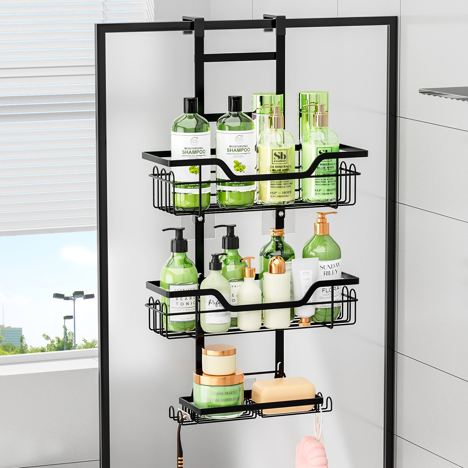 No-Drill Bathroom Storage Rack - detail view