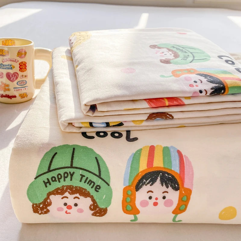Cartoon Print Cotton Flat Sheet | 100% Cotton | Soft & Breathable | 16 Prints | All Sizes
