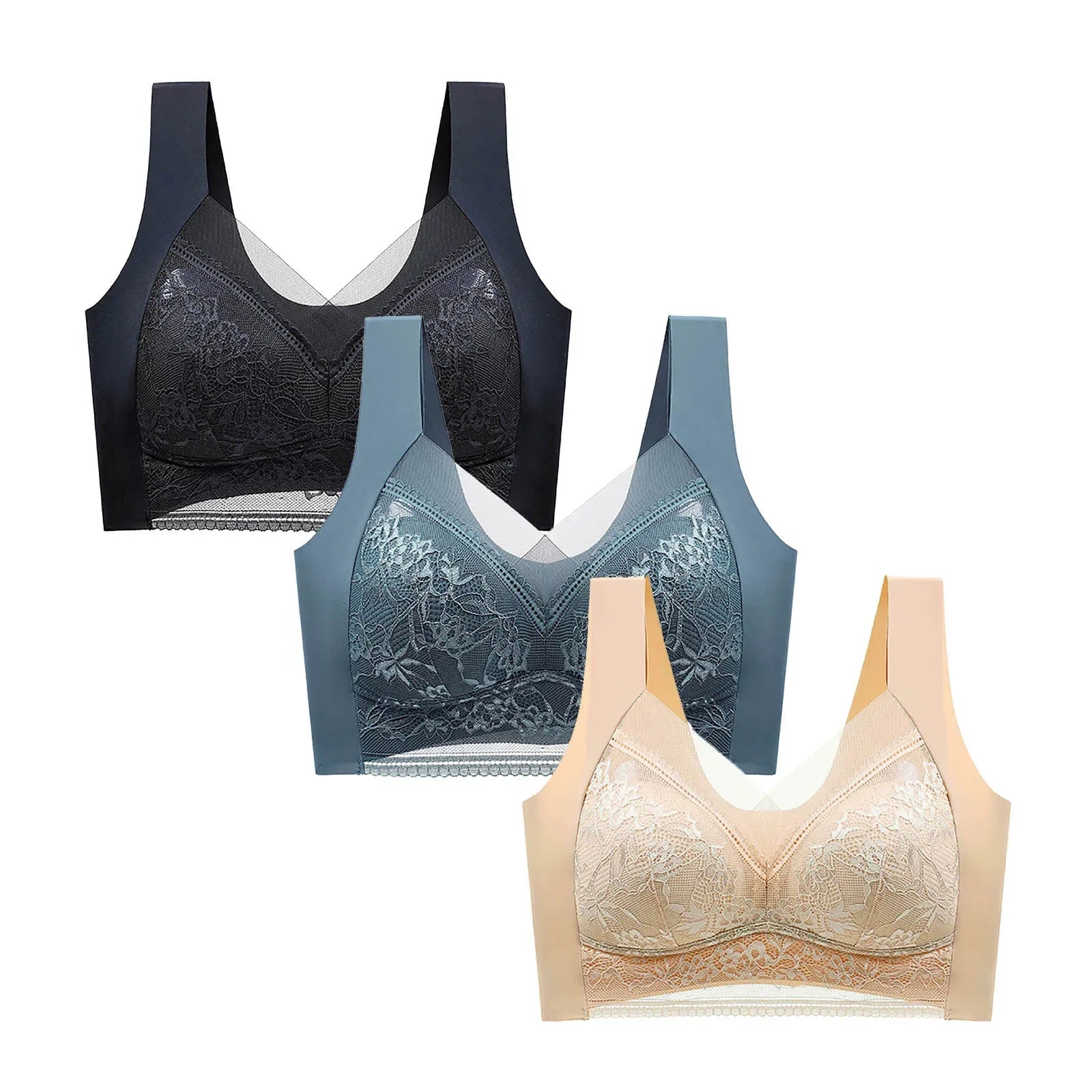 3-Piece Lace Push-Up Bra Set