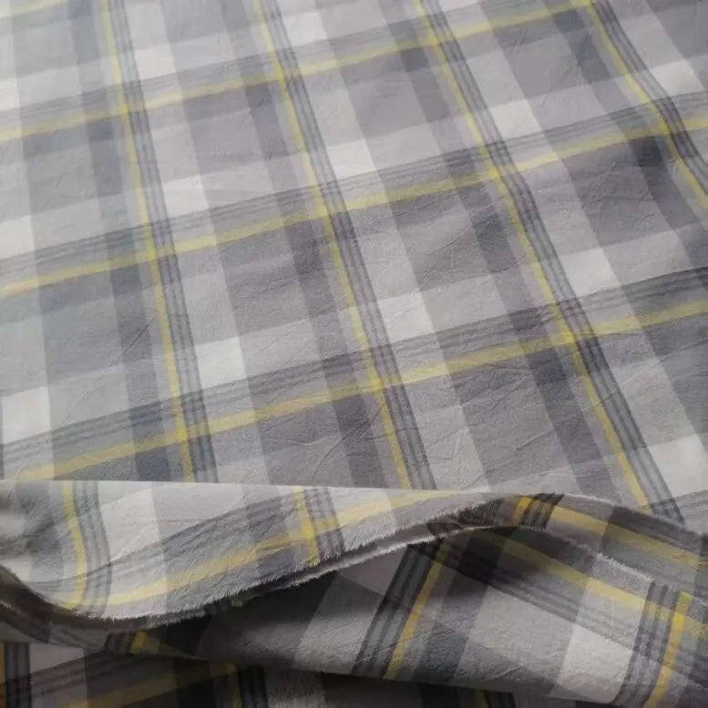 Washed Cotton Plaid Fabric by the Meter
