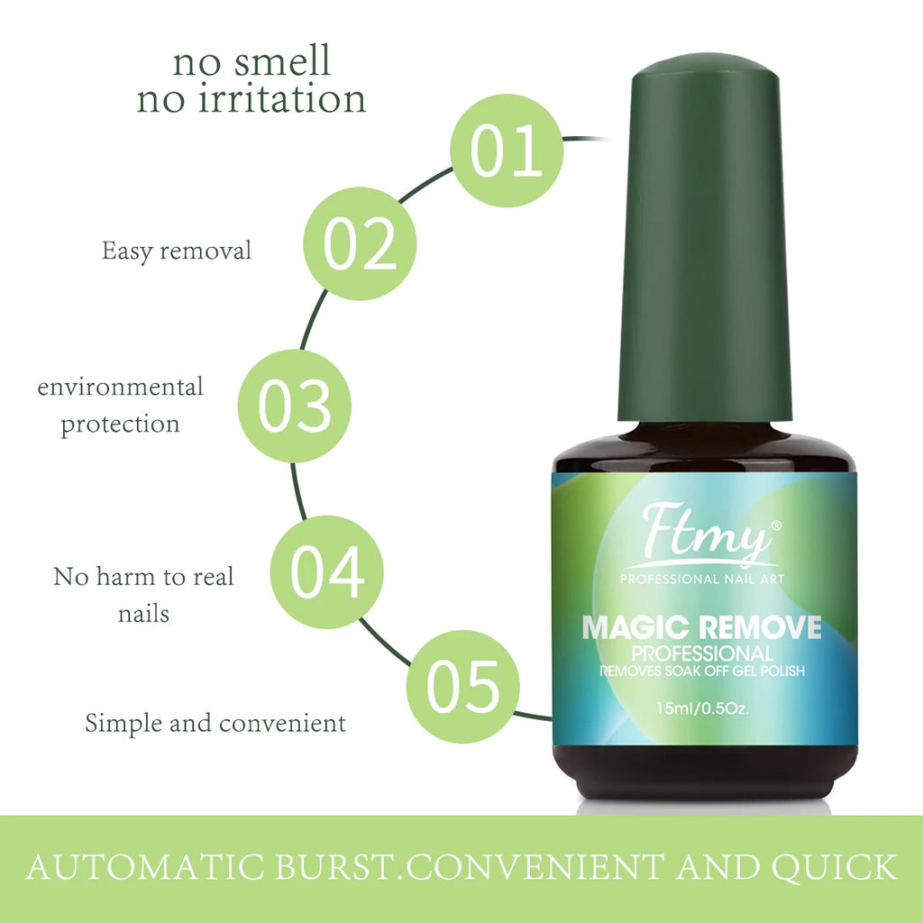 Gel Nail Polish Remover, 2-3 Min Quickly Remover Nail Polish, No Harm To Skin, No Irritating Odor, No Need For Foil, Soaking Or