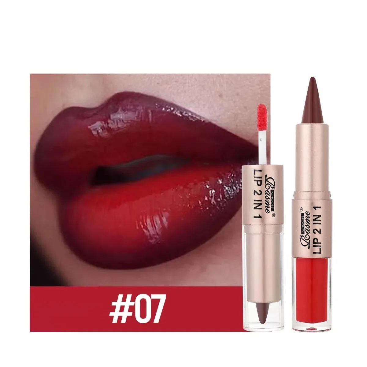 2-in-1 Tapered Gradient Lipliner Pen — Matte Lip Liner & Mirror Glass Lip Gloss Waterproof Lip Contour