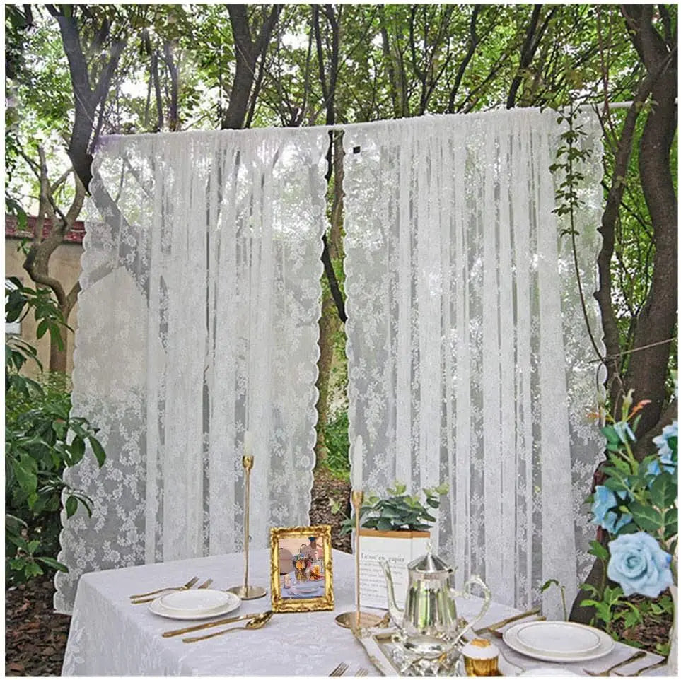 Floral Embroidered Lace Sheer Curtains - alternate view