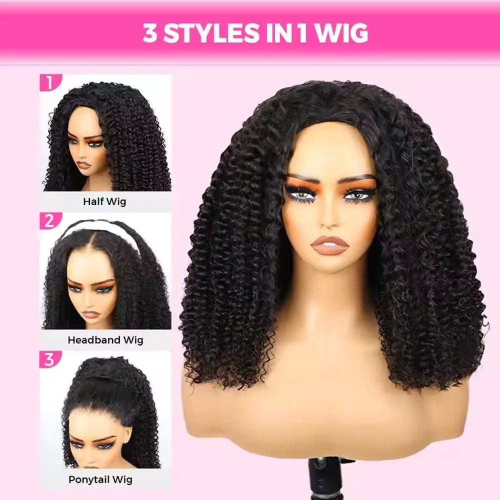 Drawstring Headband Wig, Kinky Curly - detail view