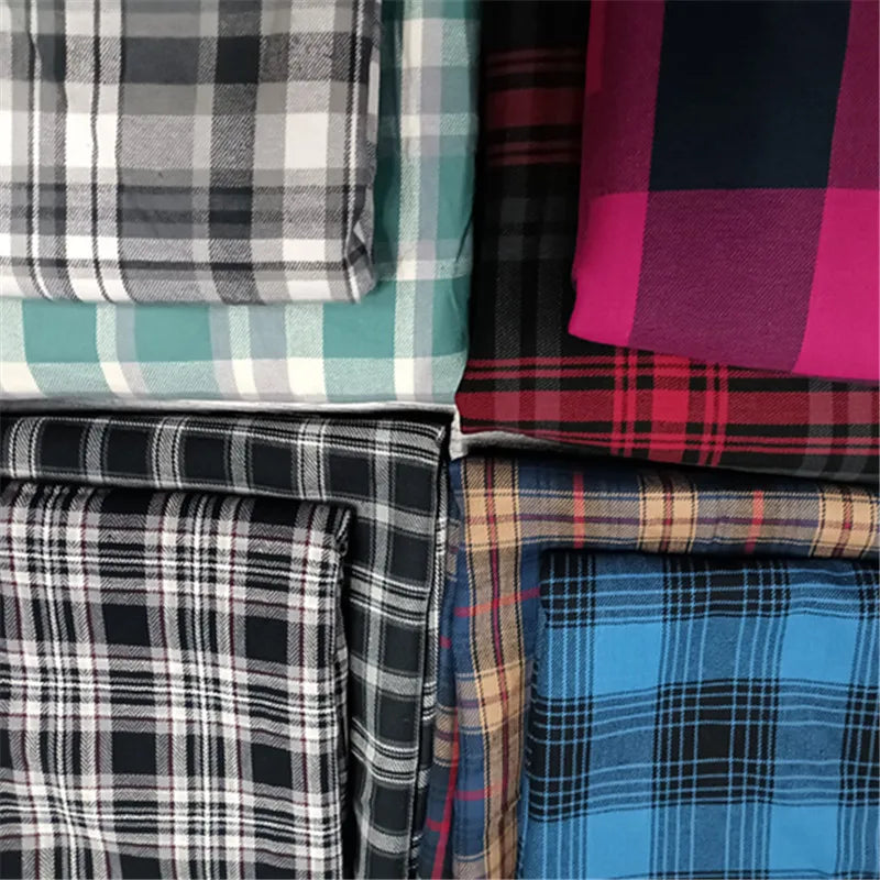 Cotton Twill Plaid Fabric by the Meter