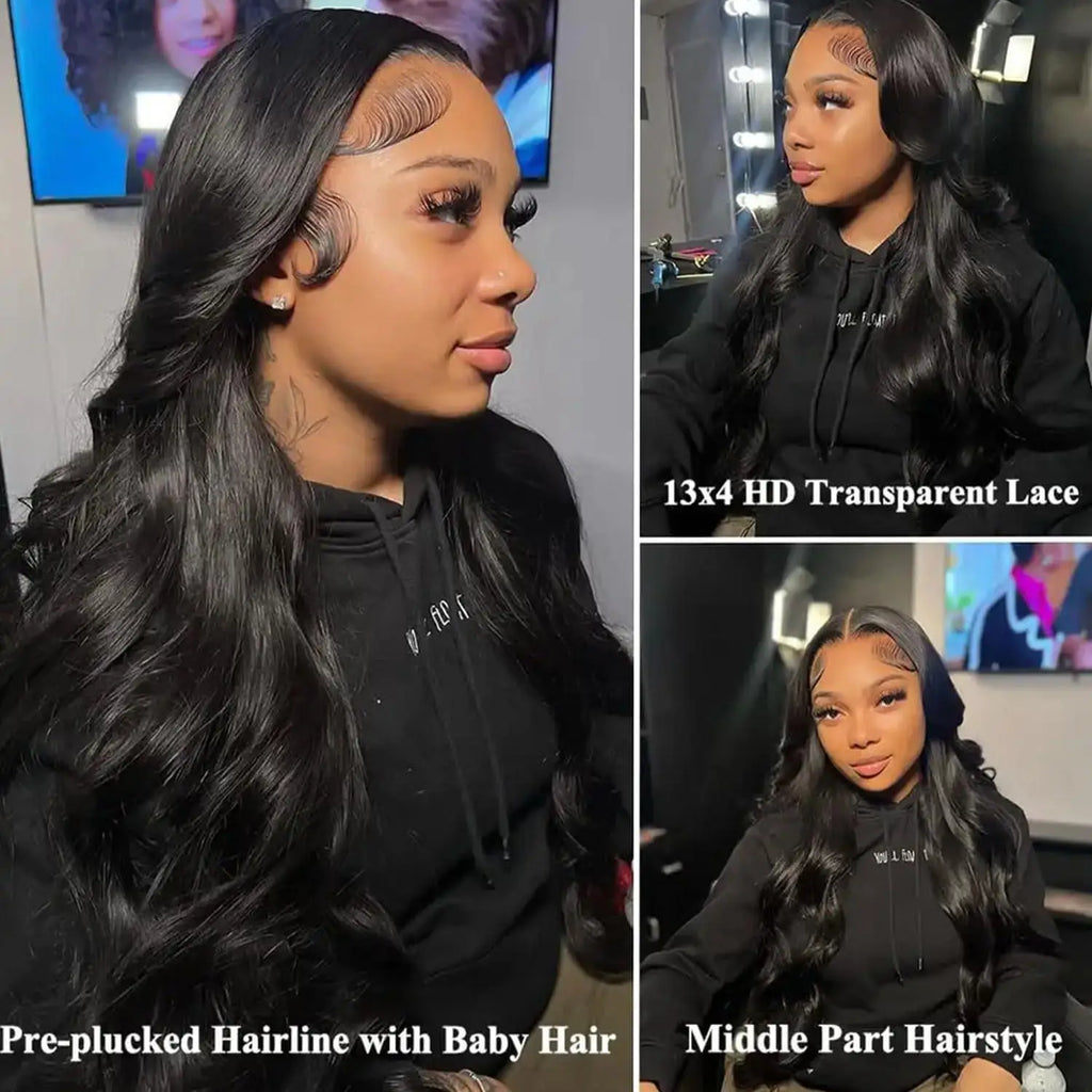 HD Transparent Lace Front Wig, Body Wave - detail view