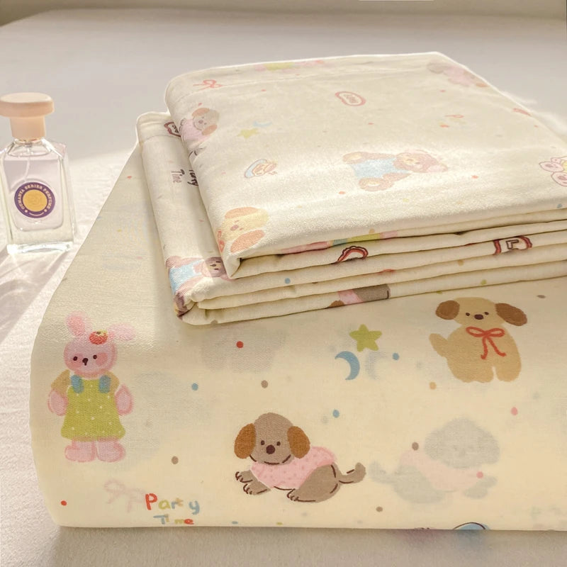 Cartoon Print Cotton Flat Sheet | 100% Cotton | Soft & Breathable | 16 Prints | All Sizes