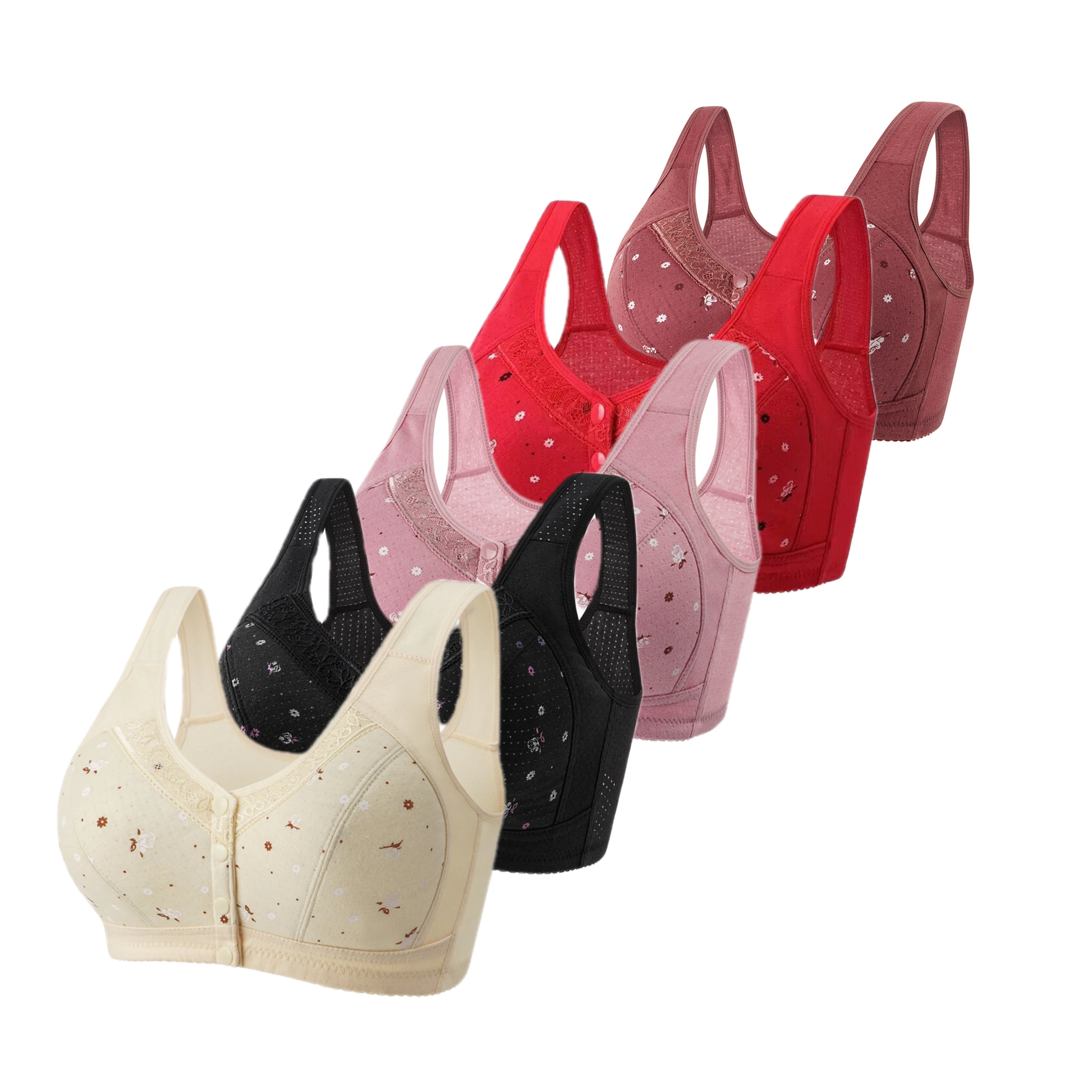 5-Piece Front-Closure Plus Size Bra Set