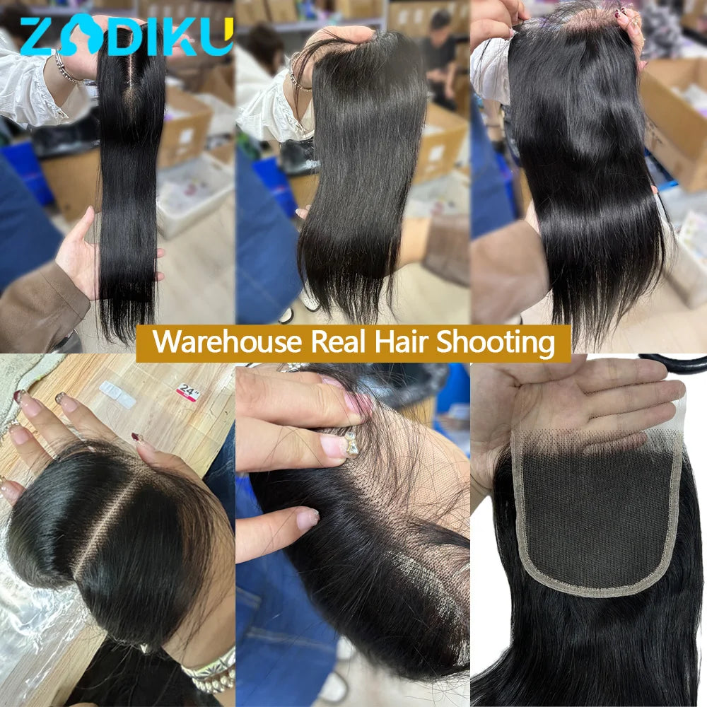 Brazilian Straight Human Hair Lace Closure - detail view