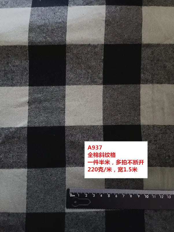 Cotton Twill Plaid Fabric by the Meter