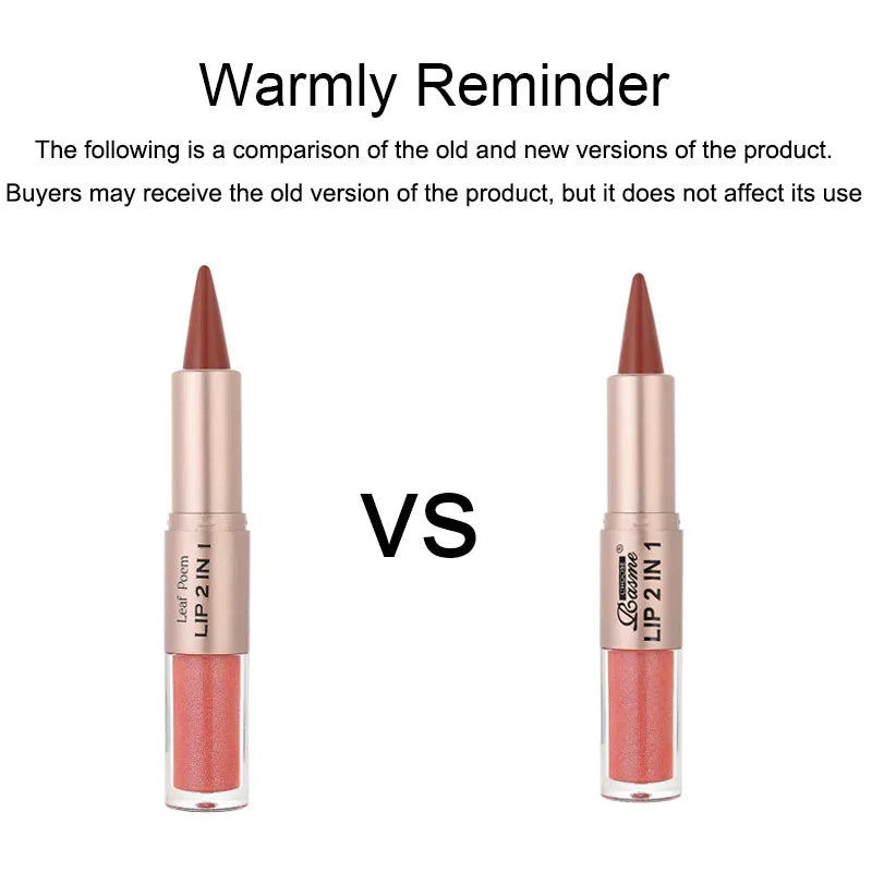 2-in-1 Tapered Gradient Lipliner Pen — Matte Lip Liner & Mirror Glass Lip Gloss Waterproof Lip Contour