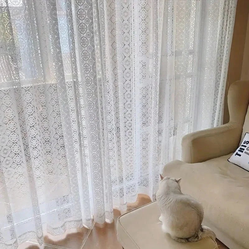 French Lace Embroidered Sheer Curtains (2-Pack) - detail view
