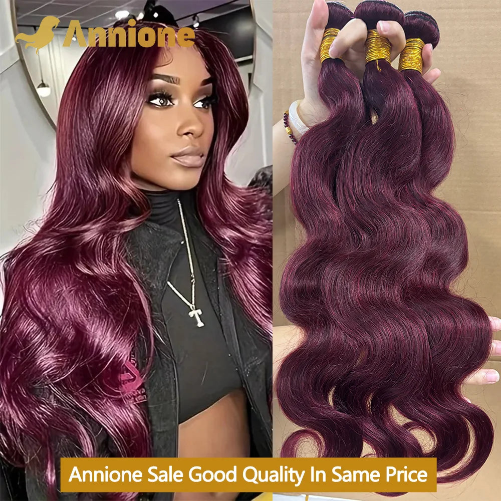 Burgundy #99J Body Wave Human Hair Bundles