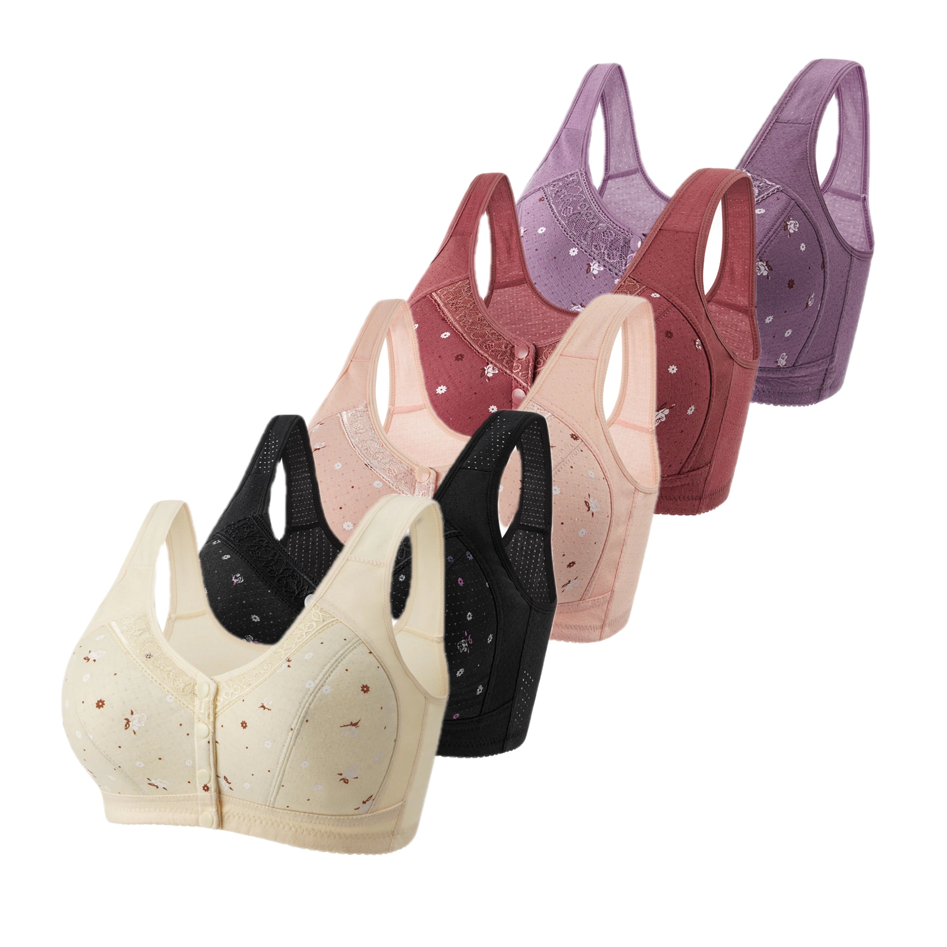 5-Piece Front-Closure Plus Size Bra Set