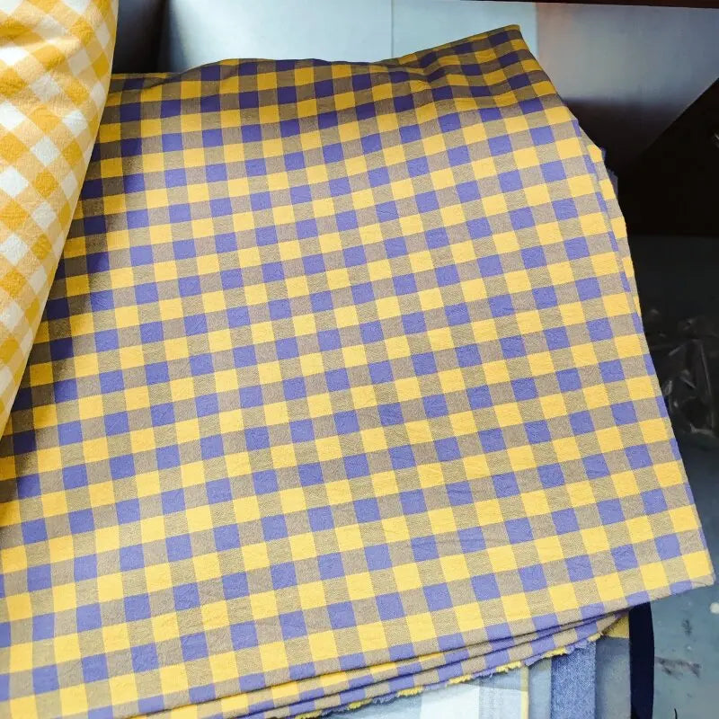 Washed Cotton Plaid Fabric by the Meter