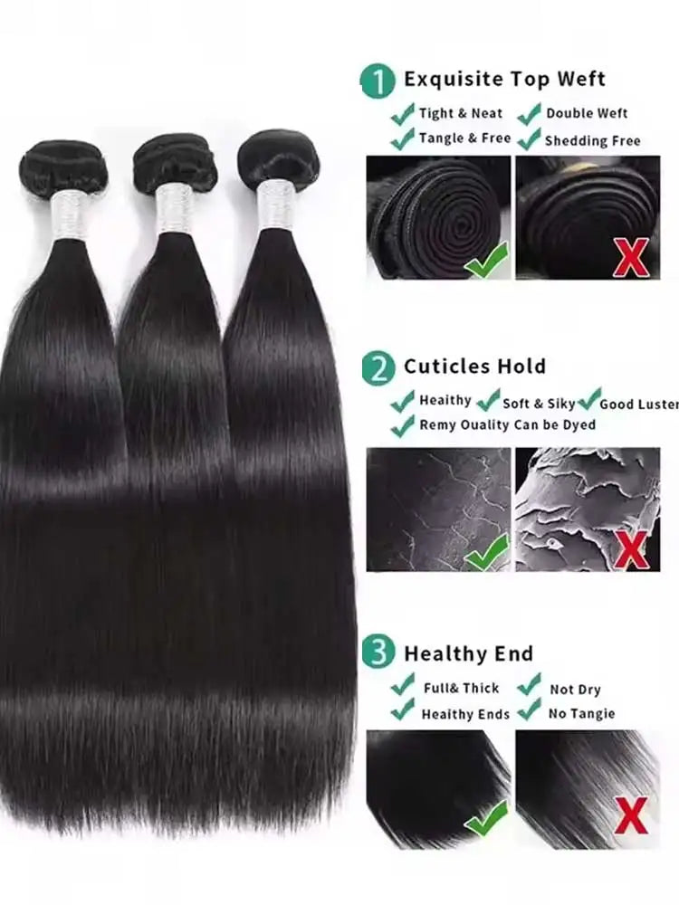 12A Brazilian Straight Human Hair Bundles - alternate view