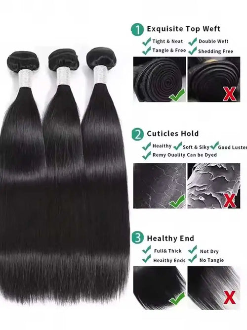 12A Brazilian Straight Human Hair Bundles - alternate view