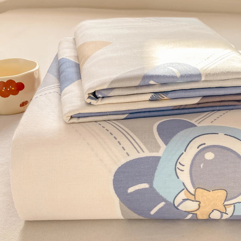 Cartoon Print Cotton Flat Sheet | 100% Cotton | Soft & Breathable | 16 Prints | All Sizes